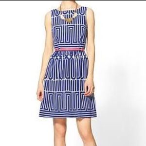 Trina Turk Blue & White Grecian Key dress SZ4